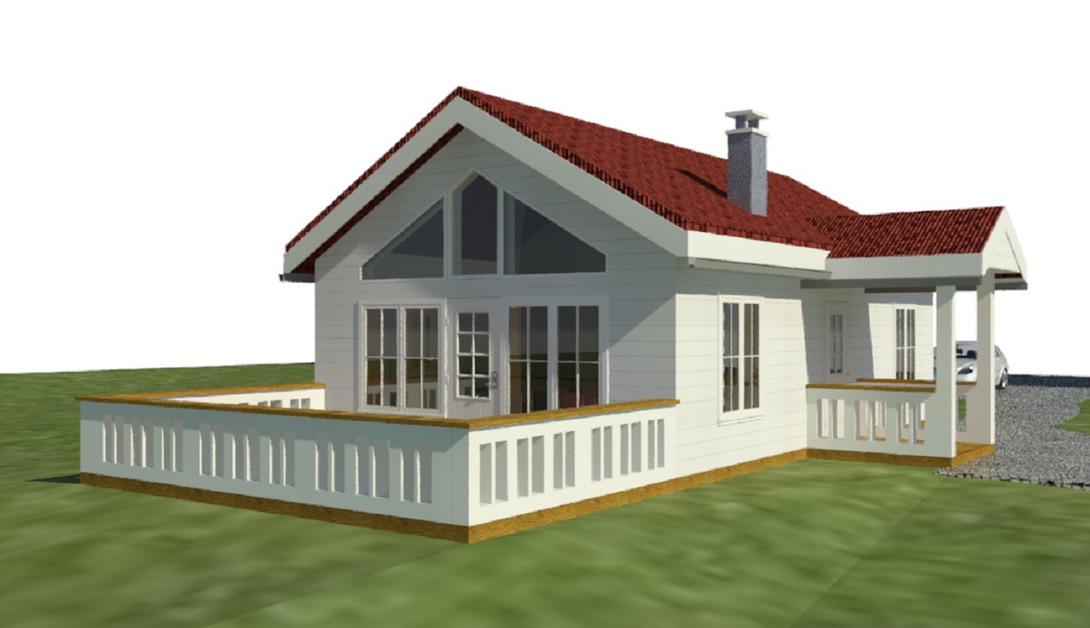 Illustrerat nybyggt hus