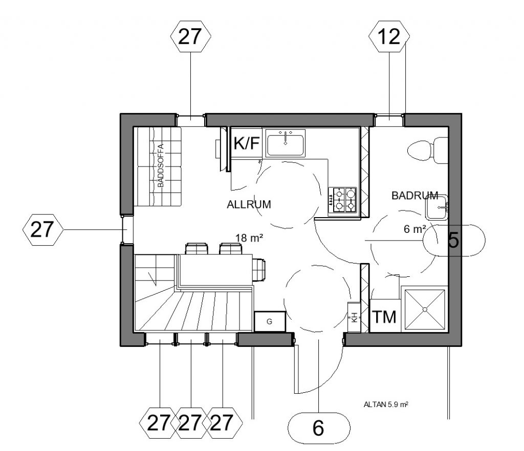 Bygglovsritningar över ett hus