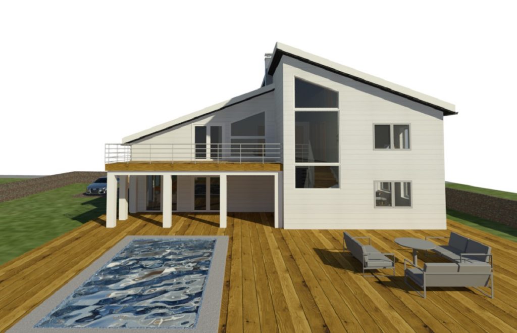 Illustrerat nybyggt hus